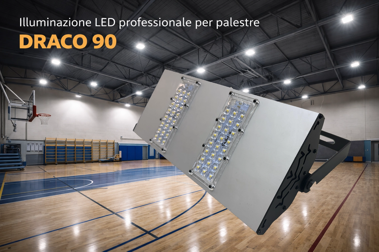 Cappellone LED Draco 90 ad alta efficienza per illuminazione industriale