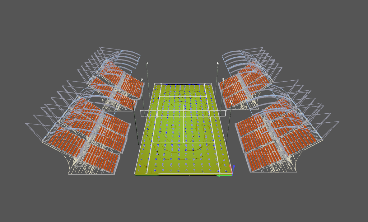 calcolo illuminotecnico campo da tennis con pali e proiettori led
