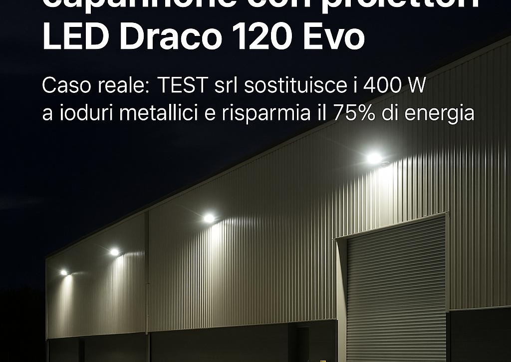 Illuminazione esterna capannone con Draco 120 Evo
