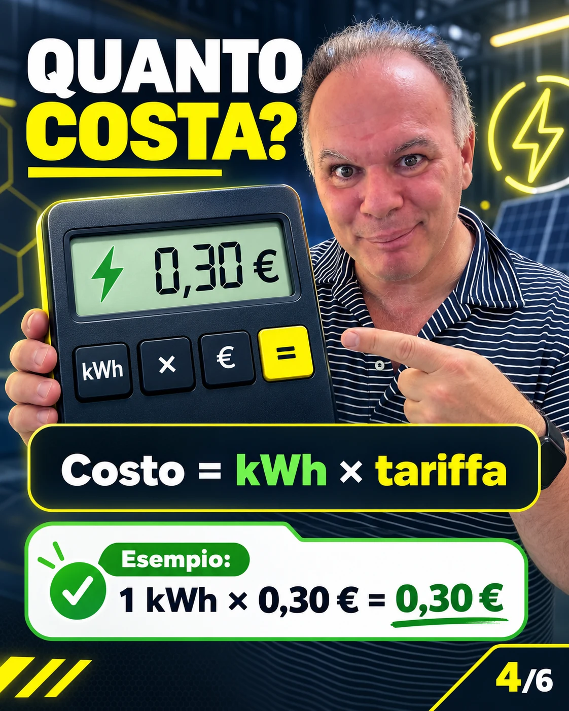 Formula per calcolare il costo di una lampada da 100 watt