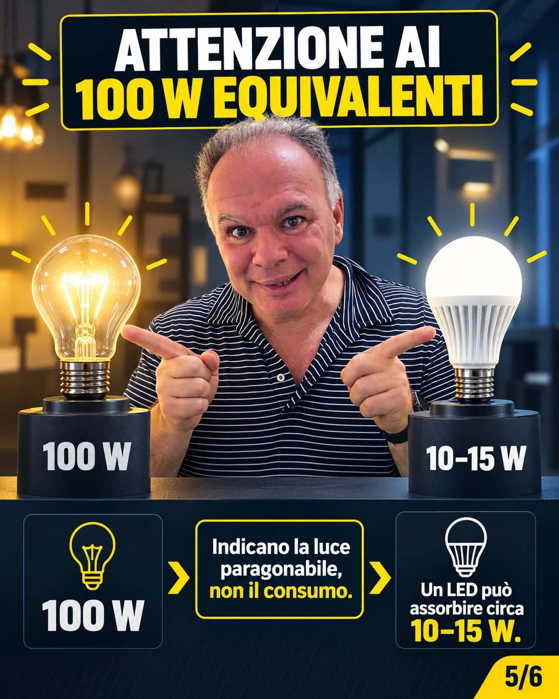 Differenza tra 100 watt reali e 100 watt equivalenti