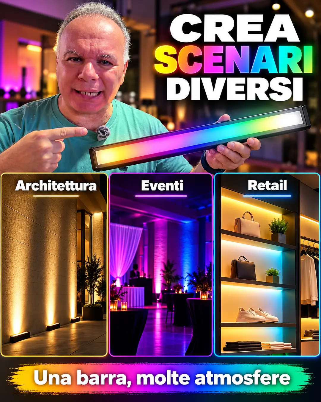 Scenari RGBW per architettura eventi e negozi