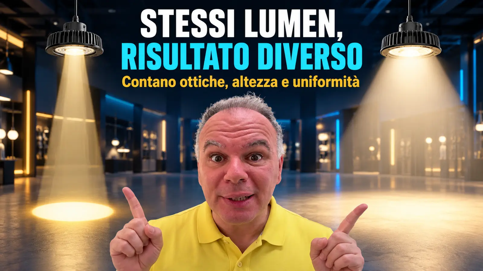 Stessi lumen con ottiche differenti e diversa distribuzione luminosa