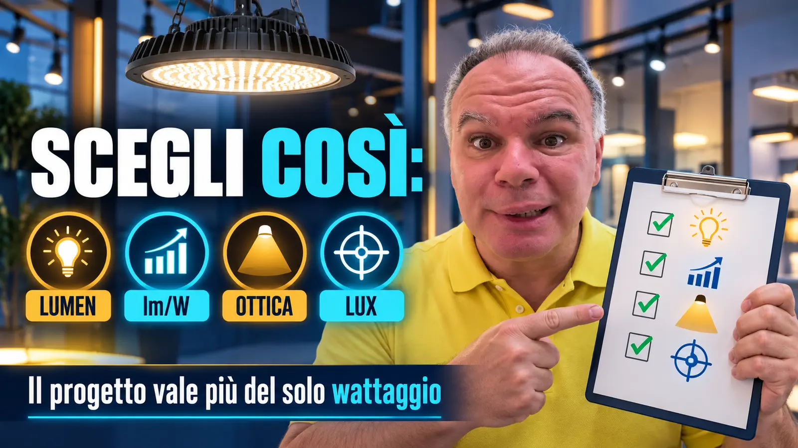 Come scegliere una lampada LED valutando lumen efficienza ottica e lux