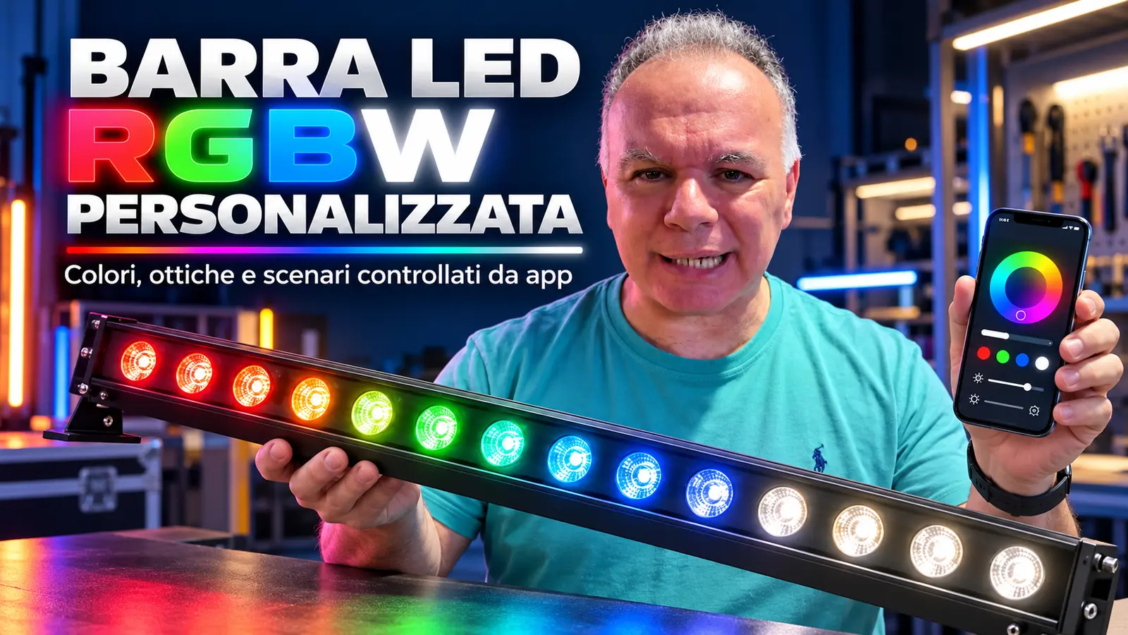 Fabio presenta una barra LED RGBW personalizzata controllabile tramite app