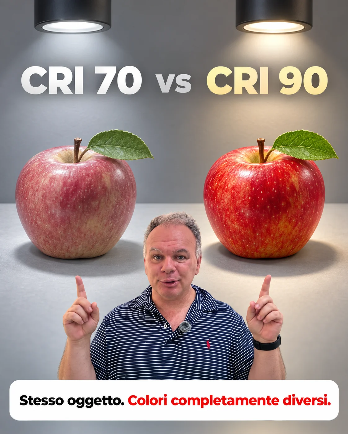 Confronto visivo tra CRI 70 e CRI 90