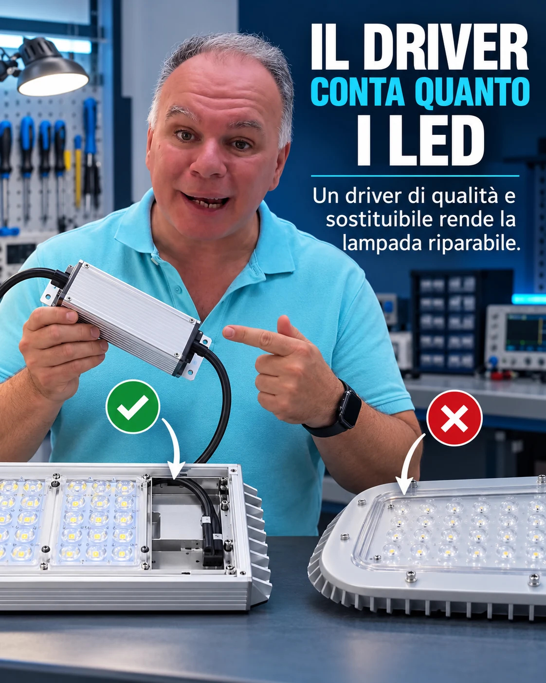 Driver sostituibile per lampada LED riparabile