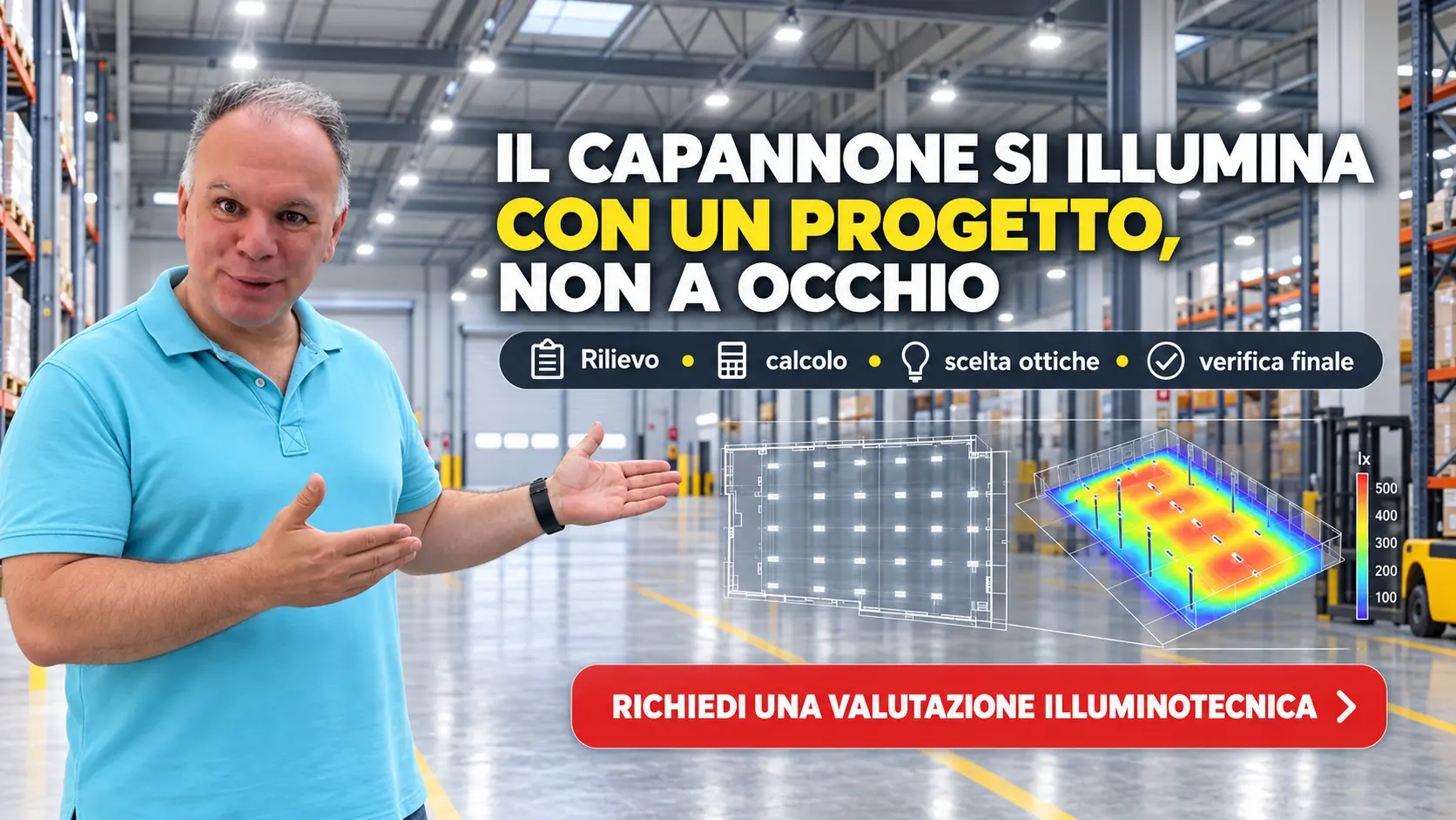 Metodo per illuminare correttamente un capannone industriale