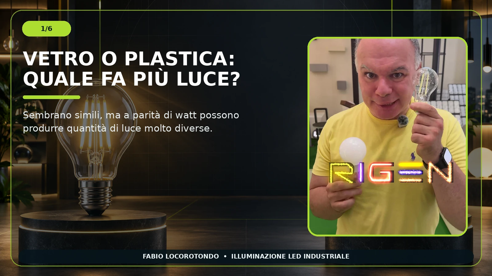 Lampadina LED vetro o plastica confronto tecnico slide 1