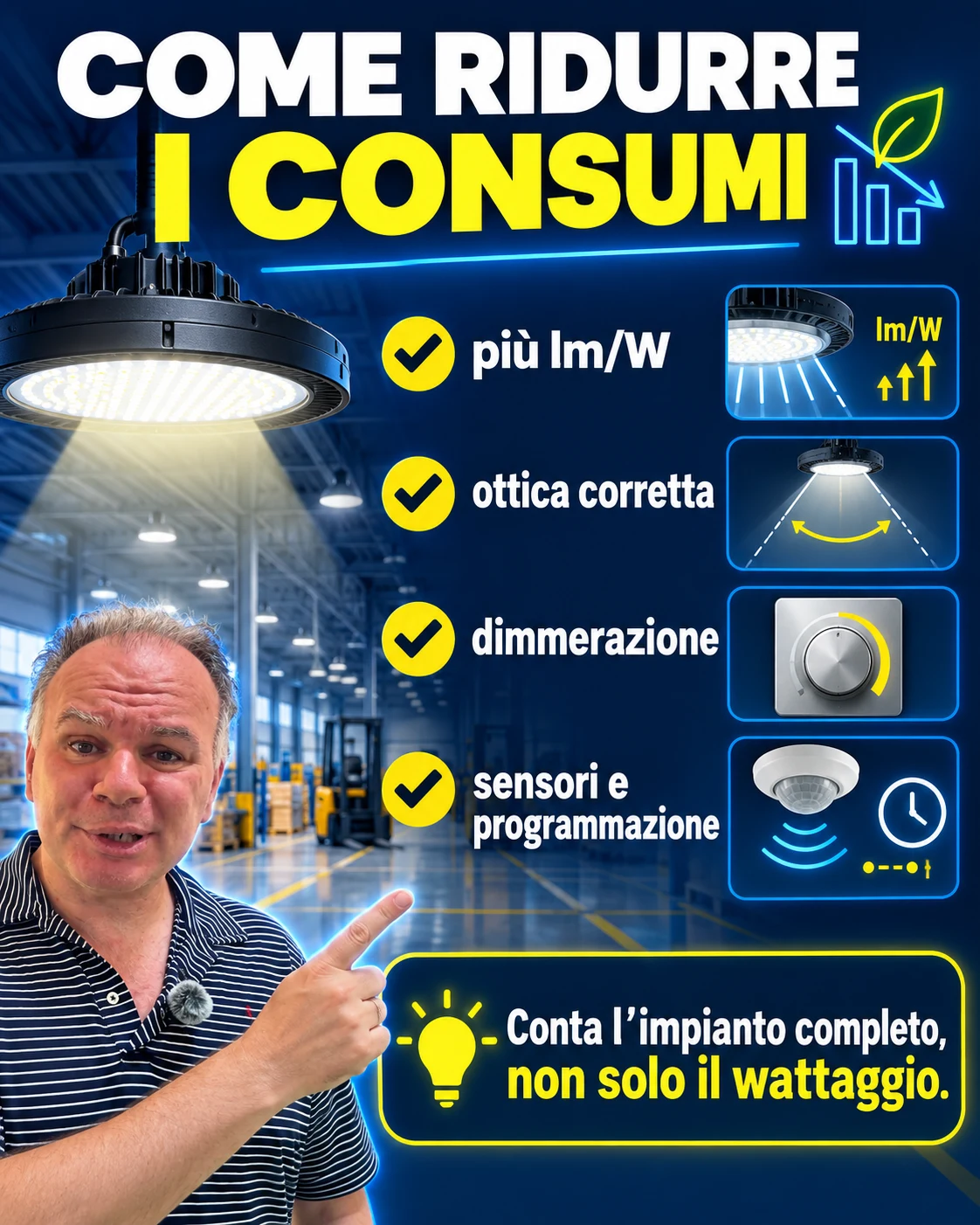 Strategie per ridurre i consumi dell'illuminazione LED