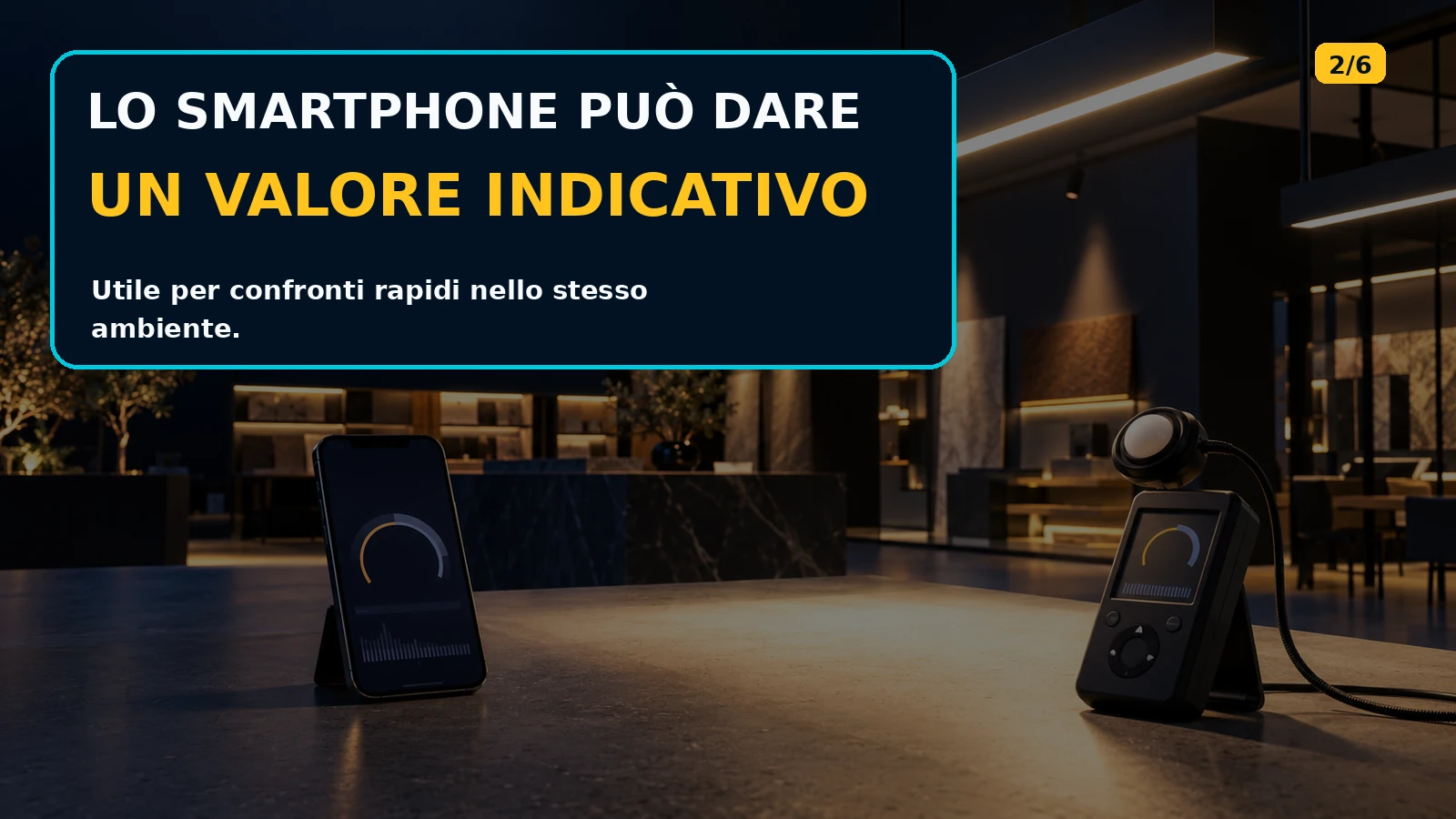 Smartphone utilizzato per una misurazione indicativa dei lux