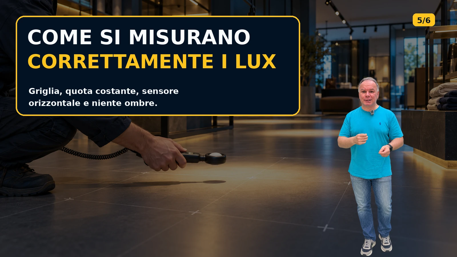 Procedura corretta per misurare i lux con un luxmetro