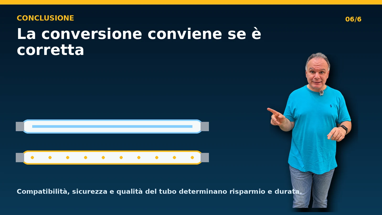 Conversione corretta da tubo neon a tubo LED