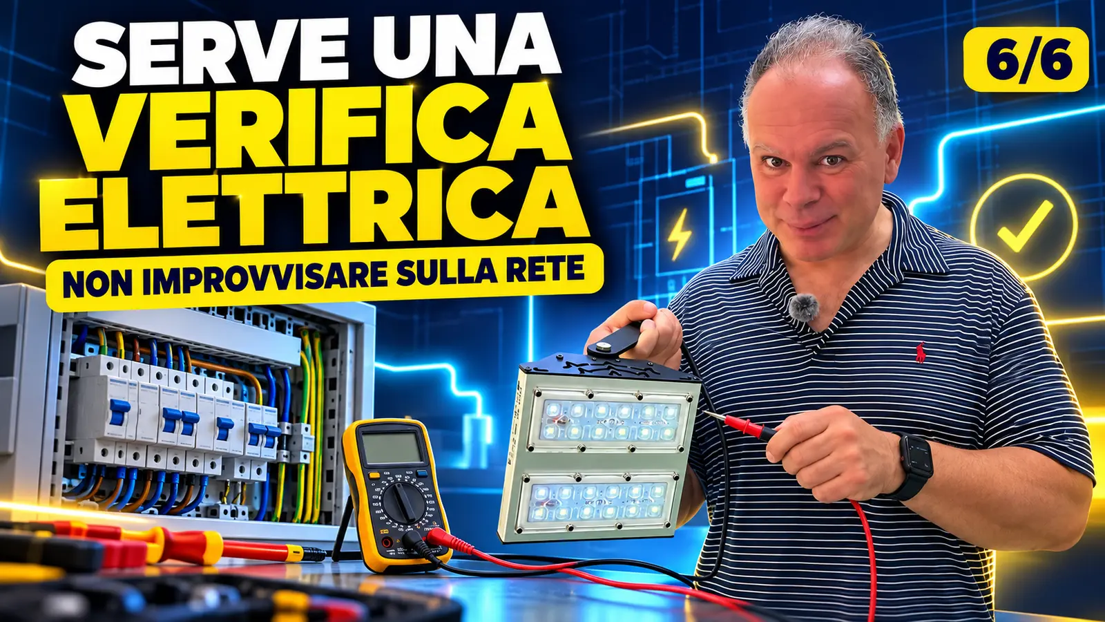 Verifica elettrica professionale su lampada LED