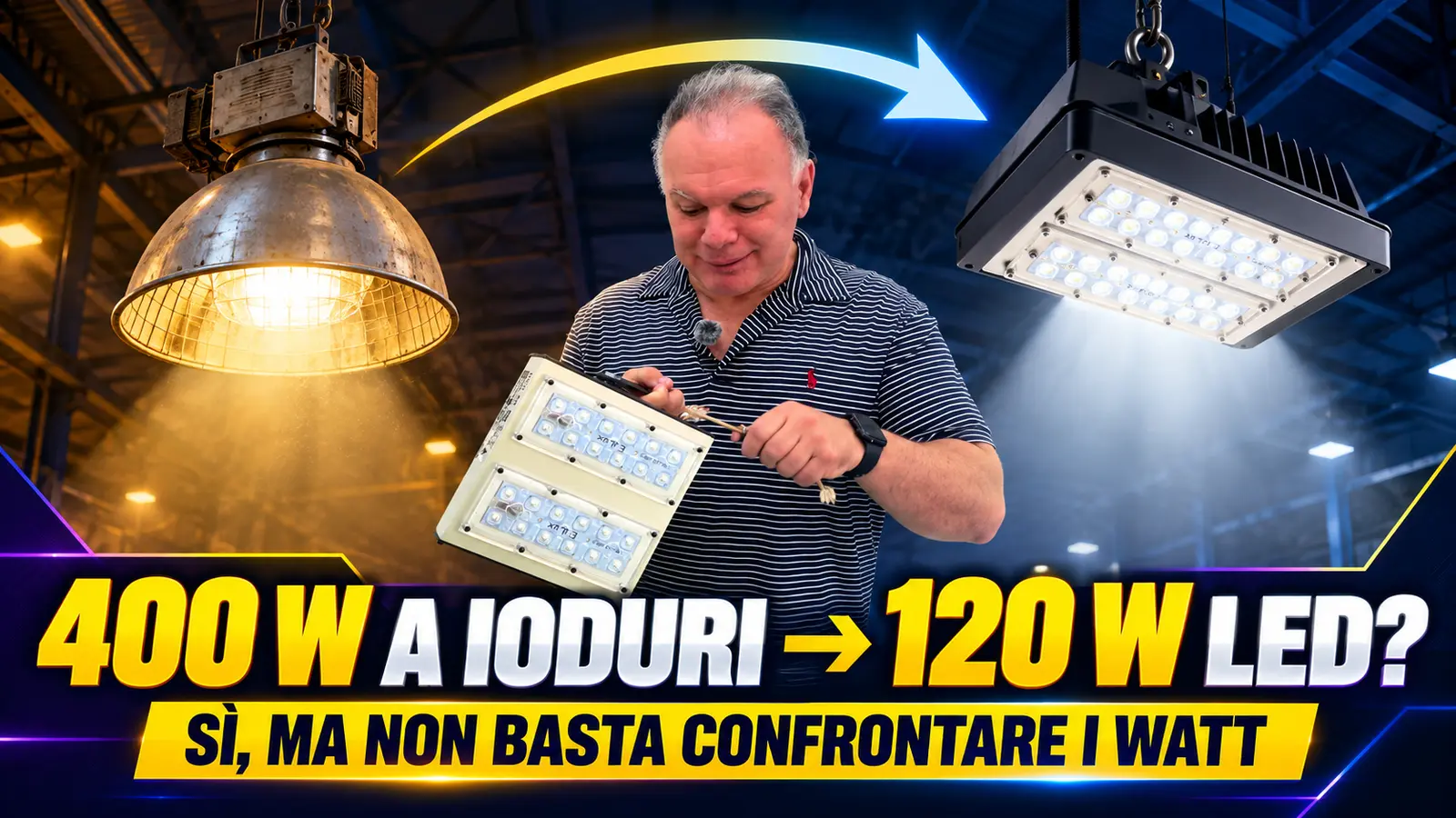 Una lampada LED da 120 W può sostituire 400 W a ioduri metallici?