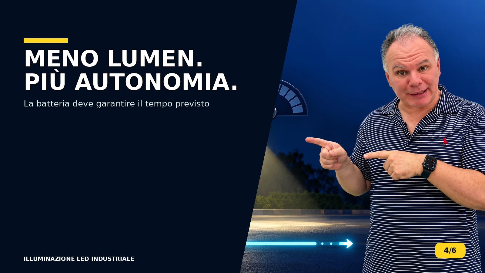 Riduzione dei lumen per garantire autonomia alla batteria di emergenza LED