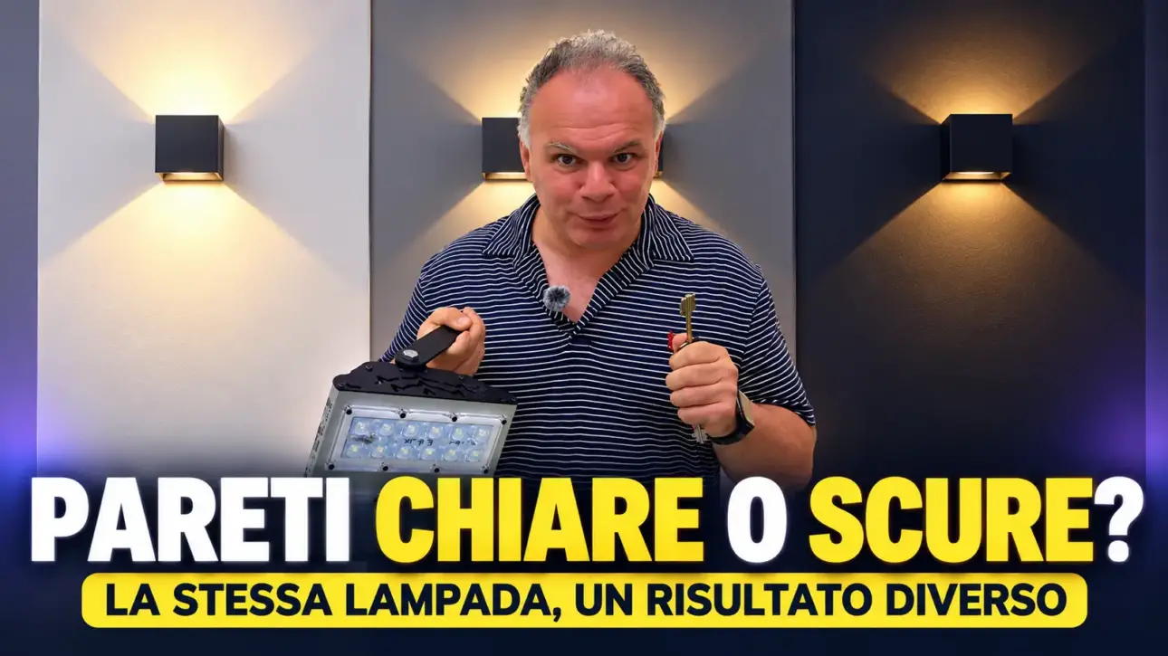 Pareti chiare e scure illuminate dalla stessa lampada LED