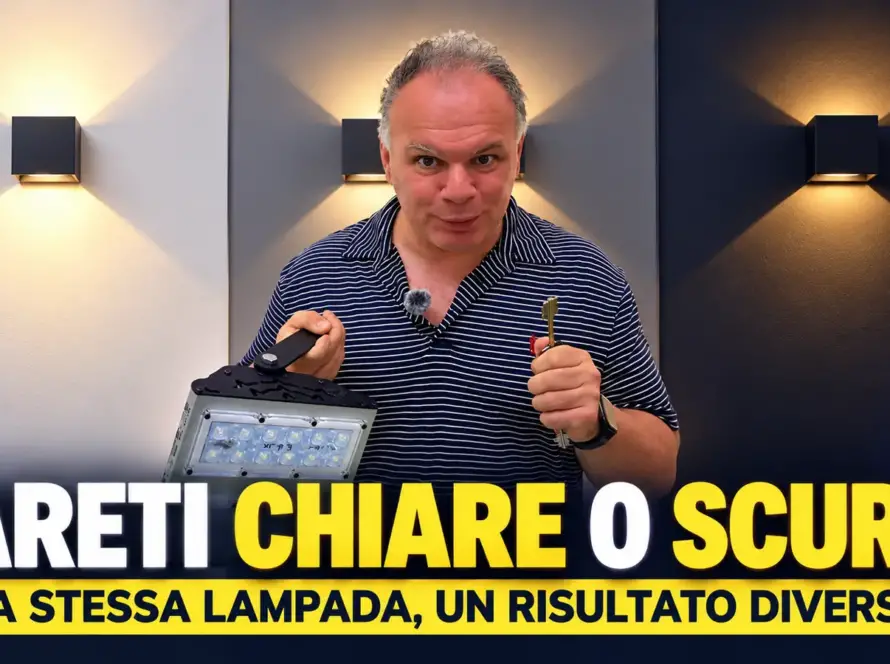 Pareti chiare e scure illuminate dalla stessa lampada LED