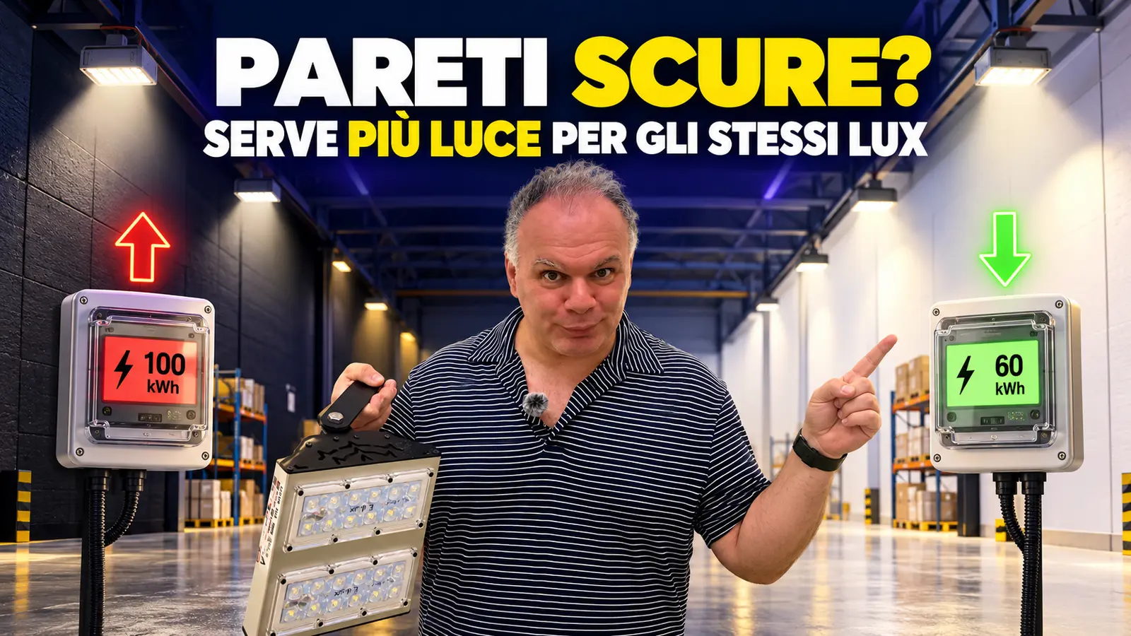 Pareti scure richiedono più luce per raggiungere gli stessi lux