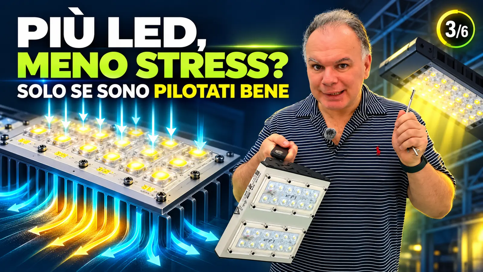Più LED pilotati a corrente ridotta e migliore gestione termica