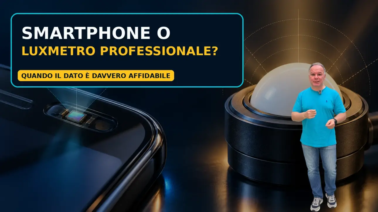 Smartphone e luxmetro professionale a confronto nella misurazione dei lux