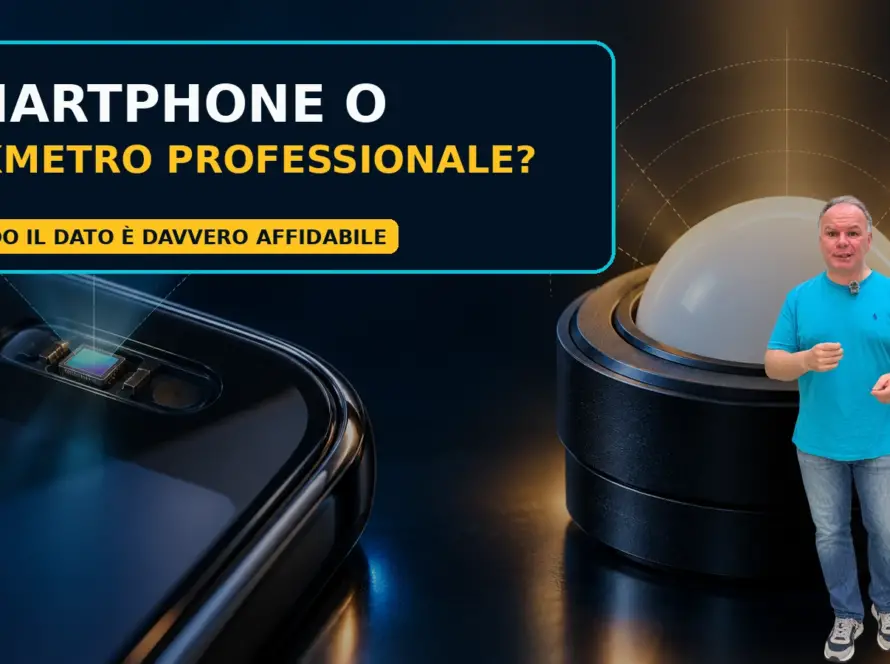 Smartphone e luxmetro professionale a confronto nella misurazione dei lux