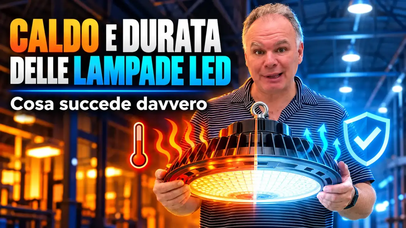 Fabio Locorotondo confronta una lampada LED surriscaldata con una correttamente dissipata