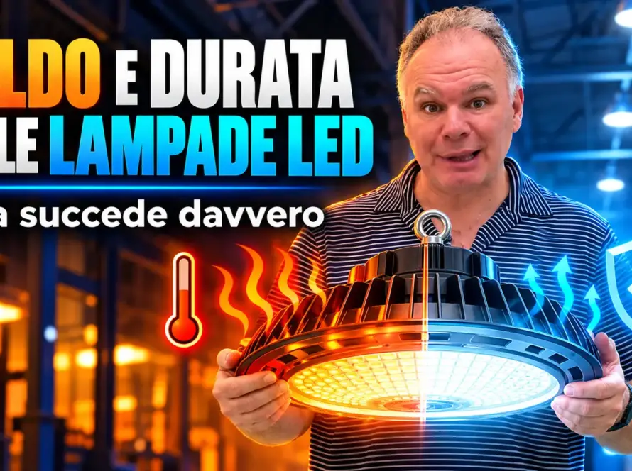 Fabio Locorotondo confronta una lampada LED surriscaldata con una correttamente dissipata