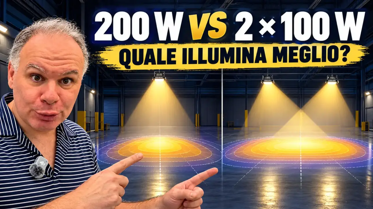 Immagine in evidenza: lampada LED da 200 watt o due da 100 watt