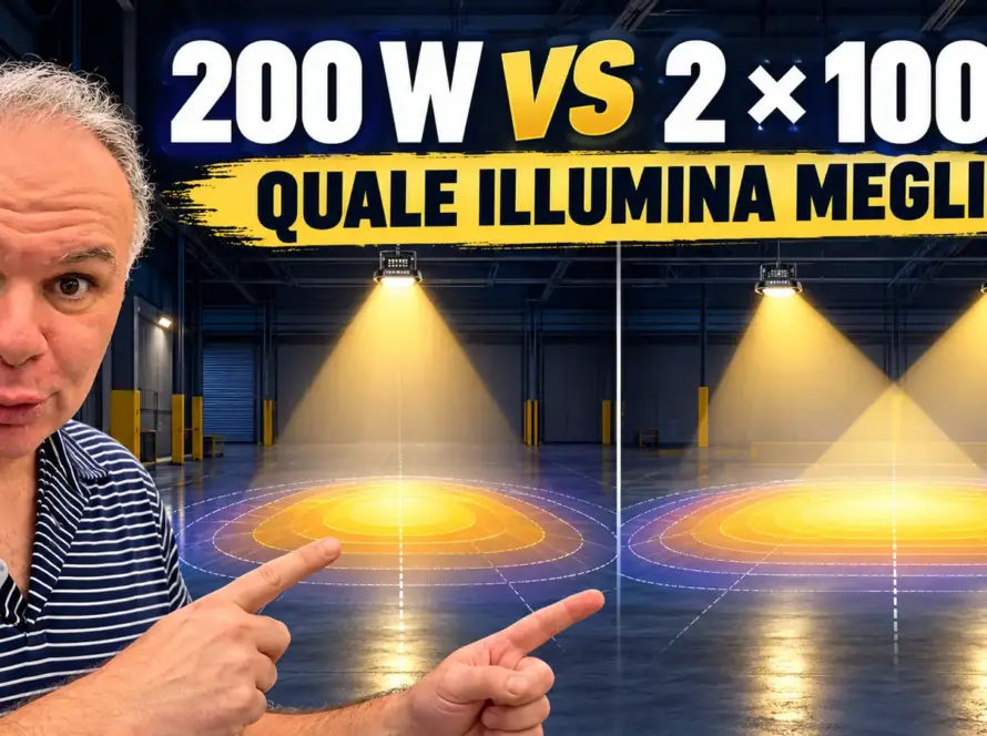 Immagine in evidenza: lampada LED da 200 watt o due da 100 watt